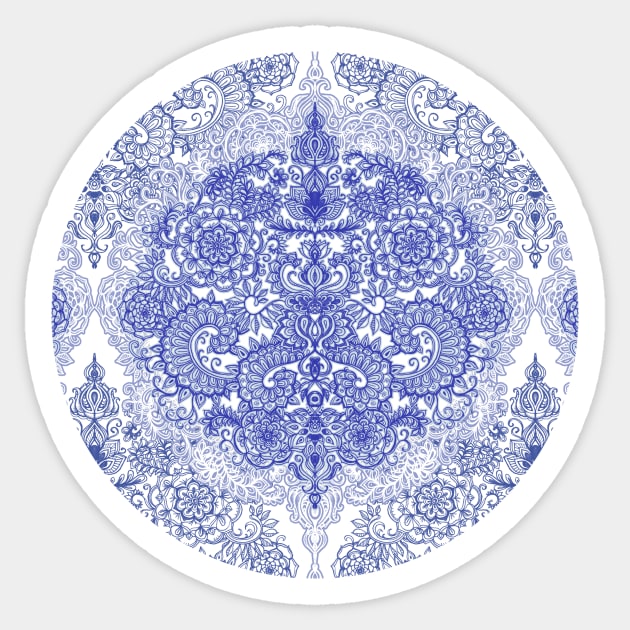 Happy Place Doodle in Cornflower Blue, White & Grey Sticker by micklyn